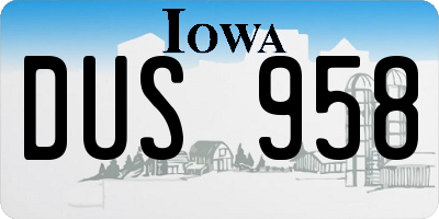 IA license plate DUS958