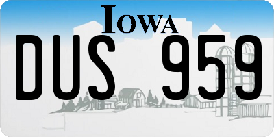 IA license plate DUS959