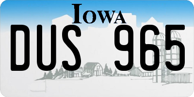 IA license plate DUS965