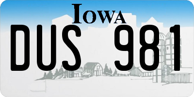 IA license plate DUS981