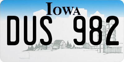 IA license plate DUS982