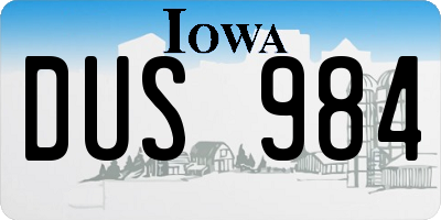 IA license plate DUS984