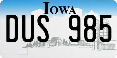 IA license plate DUS985