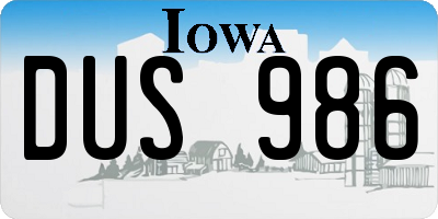 IA license plate DUS986
