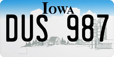 IA license plate DUS987