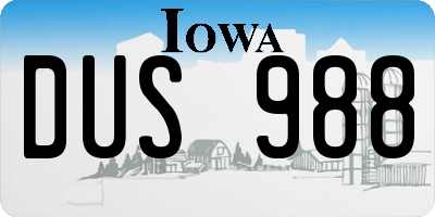 IA license plate DUS988