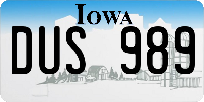 IA license plate DUS989