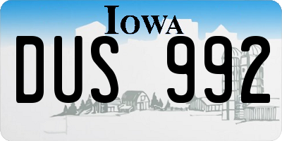 IA license plate DUS992