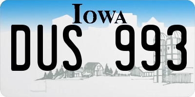 IA license plate DUS993