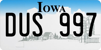 IA license plate DUS997