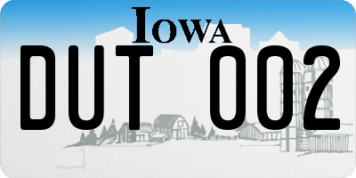 IA license plate DUT002