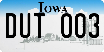 IA license plate DUT003