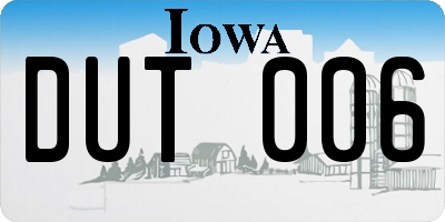 IA license plate DUT006