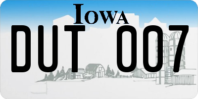 IA license plate DUT007