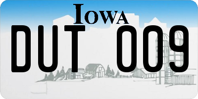IA license plate DUT009