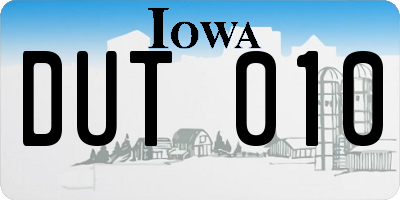 IA license plate DUT010