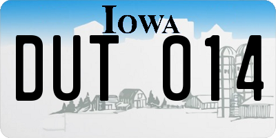 IA license plate DUT014
