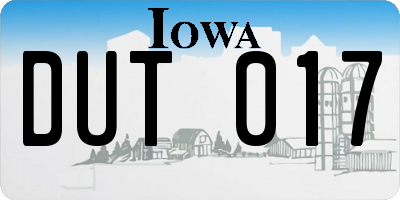 IA license plate DUT017