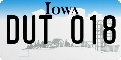 IA license plate DUT018