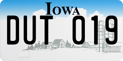 IA license plate DUT019