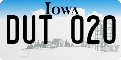 IA license plate DUT020