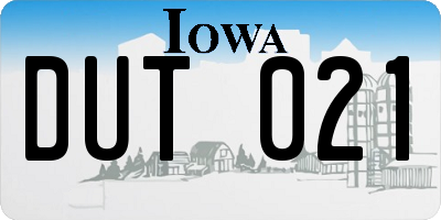 IA license plate DUT021