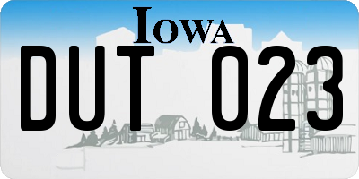 IA license plate DUT023