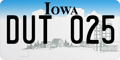 IA license plate DUT025