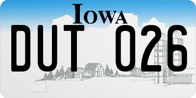 IA license plate DUT026