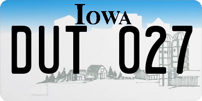 IA license plate DUT027