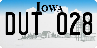 IA license plate DUT028