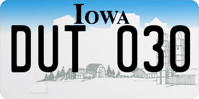 IA license plate DUT030