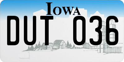 IA license plate DUT036