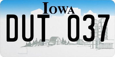 IA license plate DUT037