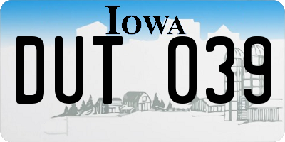 IA license plate DUT039