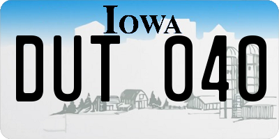 IA license plate DUT040
