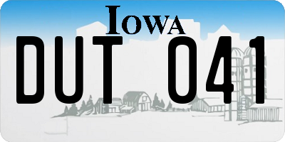 IA license plate DUT041