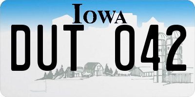 IA license plate DUT042