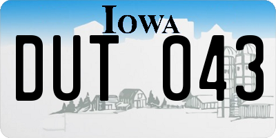 IA license plate DUT043
