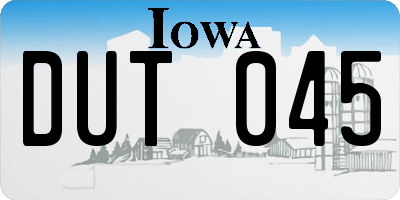 IA license plate DUT045