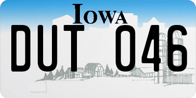 IA license plate DUT046