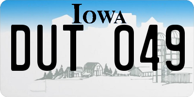 IA license plate DUT049