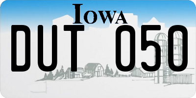 IA license plate DUT050
