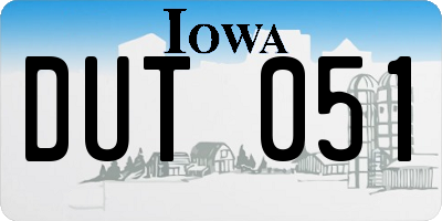 IA license plate DUT051