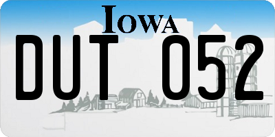 IA license plate DUT052