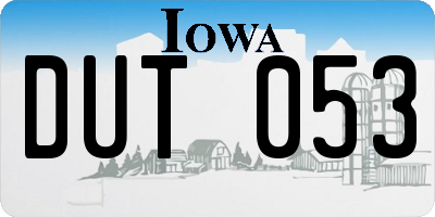 IA license plate DUT053