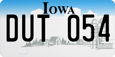 IA license plate DUT054