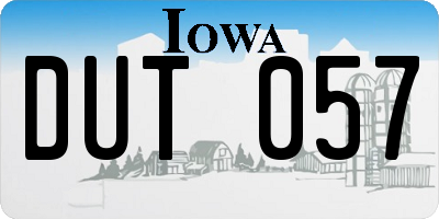 IA license plate DUT057