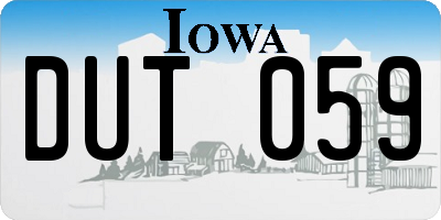 IA license plate DUT059