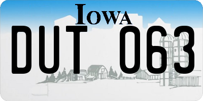 IA license plate DUT063